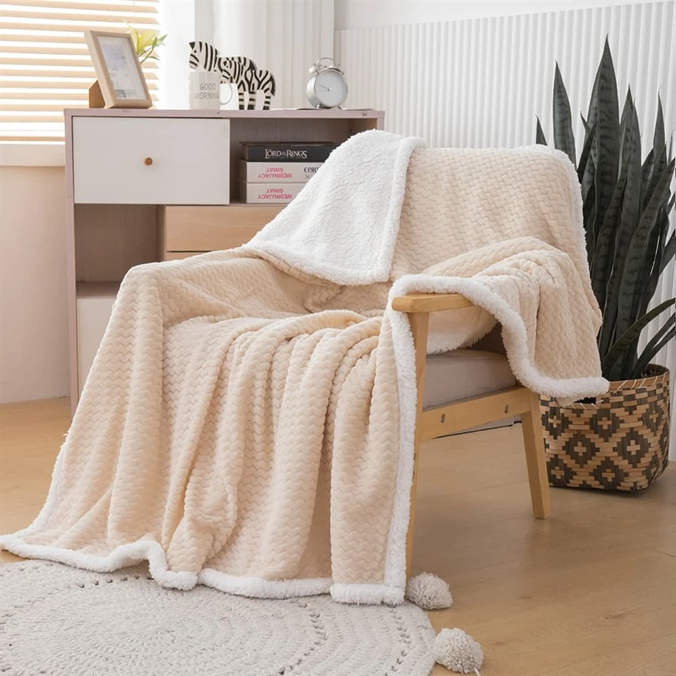 Jacquard Sherpa Bed Blanket
